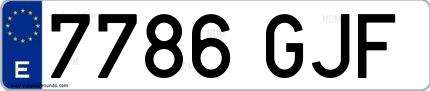 Ejemplo de matrícula española 7786 GJF