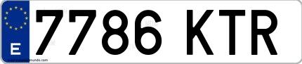 Ejemplo de matrícula española 7786 KTR