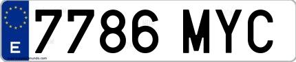 Ejemplo de matrícula española 7786 MYC