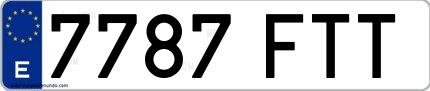 Ejemplo de matrícula española 7787 FTT