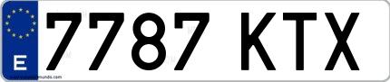 Ejemplo de matrícula española 7787 KTX