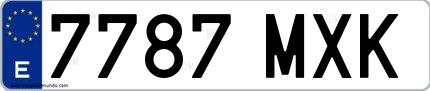 Ejemplo de matrícula de coche ordinaria 7787 MXK