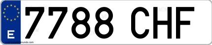 Ejemplo de matrícula española 7788 CHF