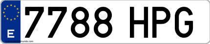 Ejemplo de matrícula de coche ordinaria 7788 HPG