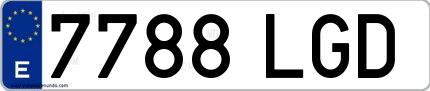 Ejemplo de matrícula española 7788 LGD