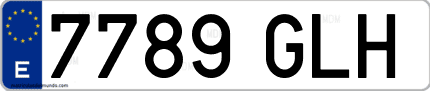 Ejemplo de matrícula de coche ordinaria 7789 GLH