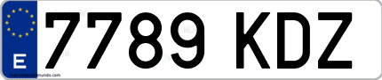 Ejemplo de matrícula de coche ordinaria 7789 KDZ