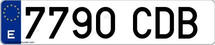 Ejemplo de matrícula española 7790 CDB