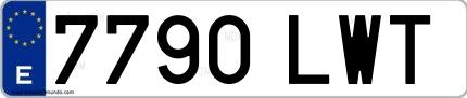 Ejemplo de matrícula española 7790 LWT