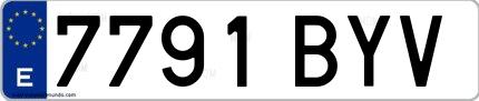 Ejemplo de matrícula española 7791 BYV