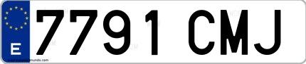 Ejemplo de matrícula española 7791 CMJ