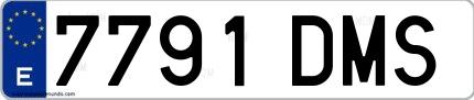 Ejemplo de matrícula española 7791 DMS