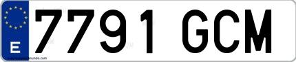Ejemplo de matrícula española 7791 GCM