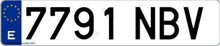 Ejemplo de matrícula española 7791 NBV