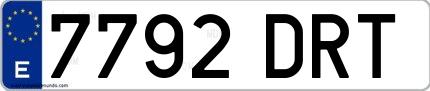 Ejemplo de matrícula española 7792 DRT