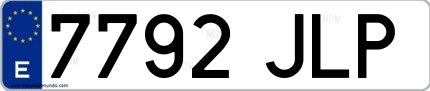Ejemplo de matrícula española 7792 JLP