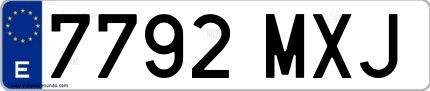 Ejemplo de matrícula española 7792 MXJ