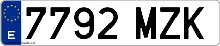 Ejemplo de matrícula española 7792 MZK