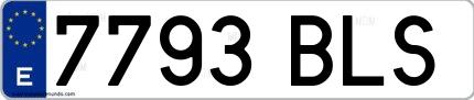 Ejemplo de matrícula española 7793 BLS