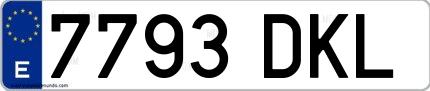 Ejemplo de matrícula española 7793 DKL