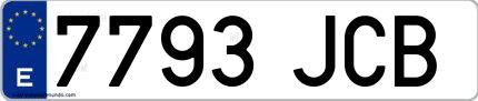 Ejemplo de matrícula de coche ordinaria 7793 JCB