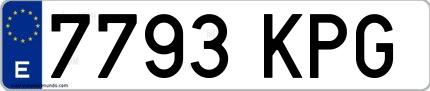 Ejemplo de matrícula española 7793 KPG