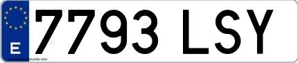 Ejemplo de matrícula española 7793 LSY