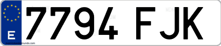 Ejemplo de matrícula de coche ordinaria 7794 FJK