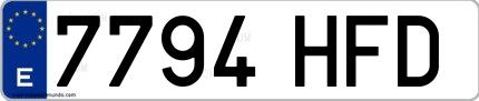 Ejemplo de matrícula española 7794 HFD