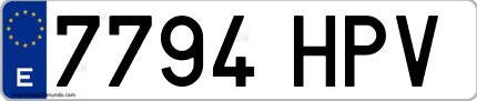 Ejemplo de matrícula de coche ordinaria 7794 HPV