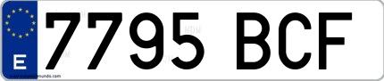Ejemplo de matrícula española 7795 BCF