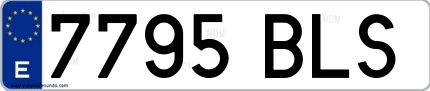 Ejemplo de matrícula española 7795 BLS