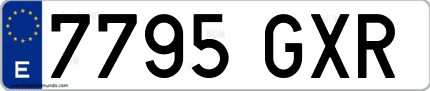 Ejemplo de matrícula de coche ordinaria 7795 GXR