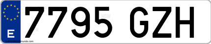 Ejemplo de matrícula de coche ordinaria 7795 GZH