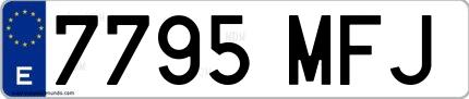 Ejemplo de matrícula española 7795 MFJ