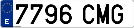 Ejemplo de matrícula de coche ordinaria 7796 CMG
