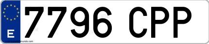 Ejemplo de matrícula española 7796 CPP