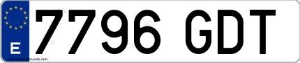 Ejemplo de matrícula española 7796 GDT