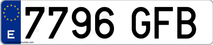 Ejemplo de matrícula de coche ordinaria 7796 GFB