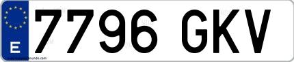 Ejemplo de matrícula española 7796 GKV