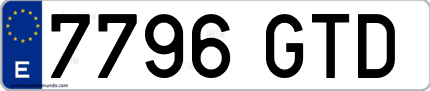 Ejemplo de matrícula de coche ordinaria 7796 GTD