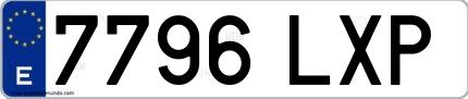 Ejemplo de matrícula española 7796 LXP