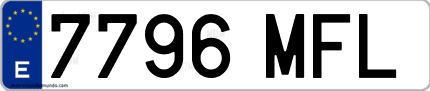 Ejemplo de matrícula de coche ordinaria 7796 MFL
