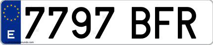 Ejemplo de matrícula española 7797 BFR