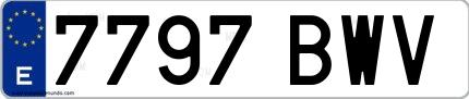Ejemplo de matrícula española 7797 BWV