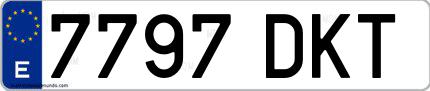 Ejemplo de matrícula española 7797 DKT