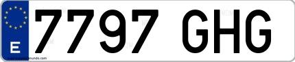 Ejemplo de matrícula española 7797 GHG