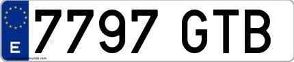 Ejemplo de matrícula española 7797 GTB