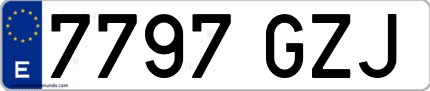 Ejemplo de matrícula de coche ordinaria 7797 GZJ