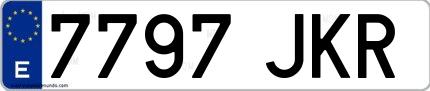 Ejemplo de matrícula española 7797 JKR